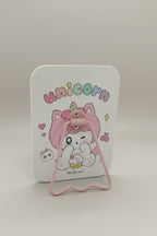 Unicorn Kız Figürlü 16x12 Cm Standlı Dekoratif Taşınabilir Masa Makyaj Aynası - Beyaz - 3