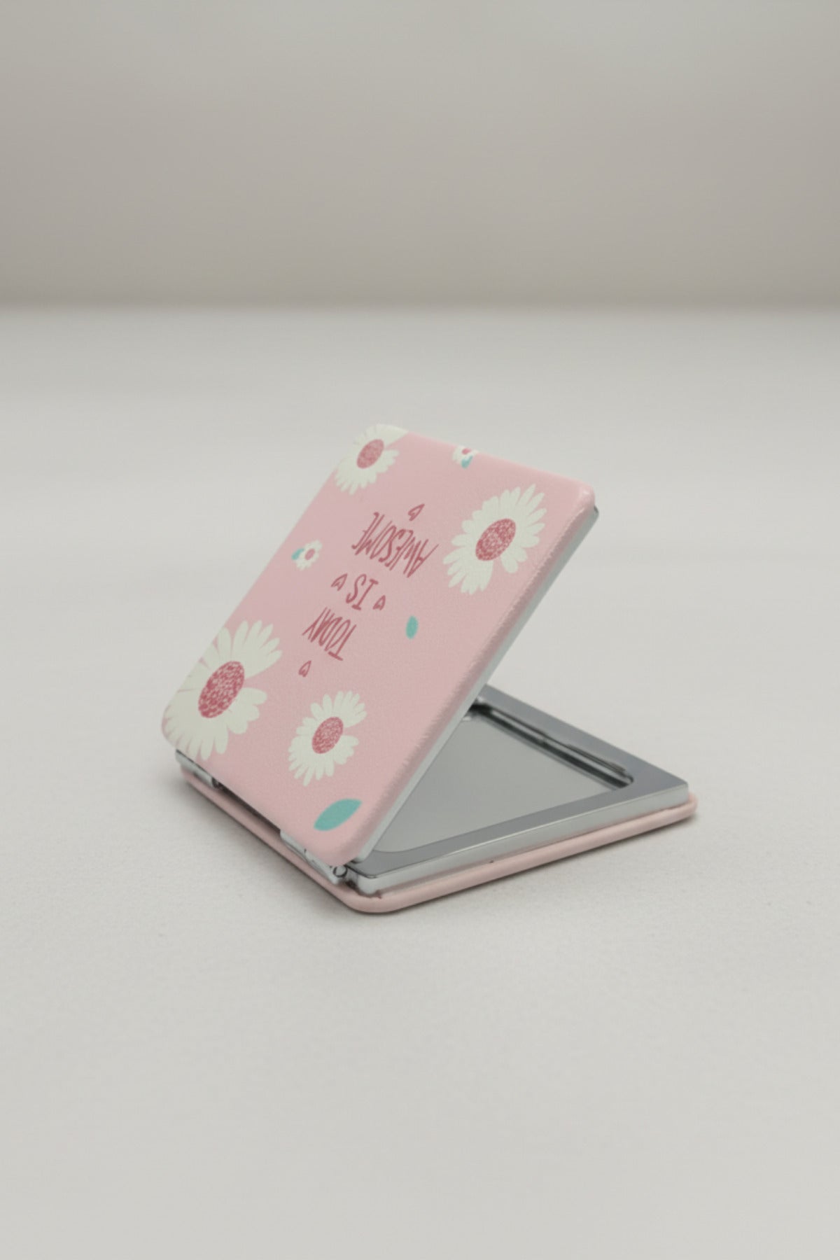 6x6 Cm Kare Kapaklı Cep Aynası Taşınabilir Makyaj Aynası - Pembe - 3