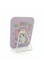 Unicorn Kız Figürlü 16x12 Cm Standlı Dekoratif Taşınabilir Masa Makyaj Aynası - Mor - 1