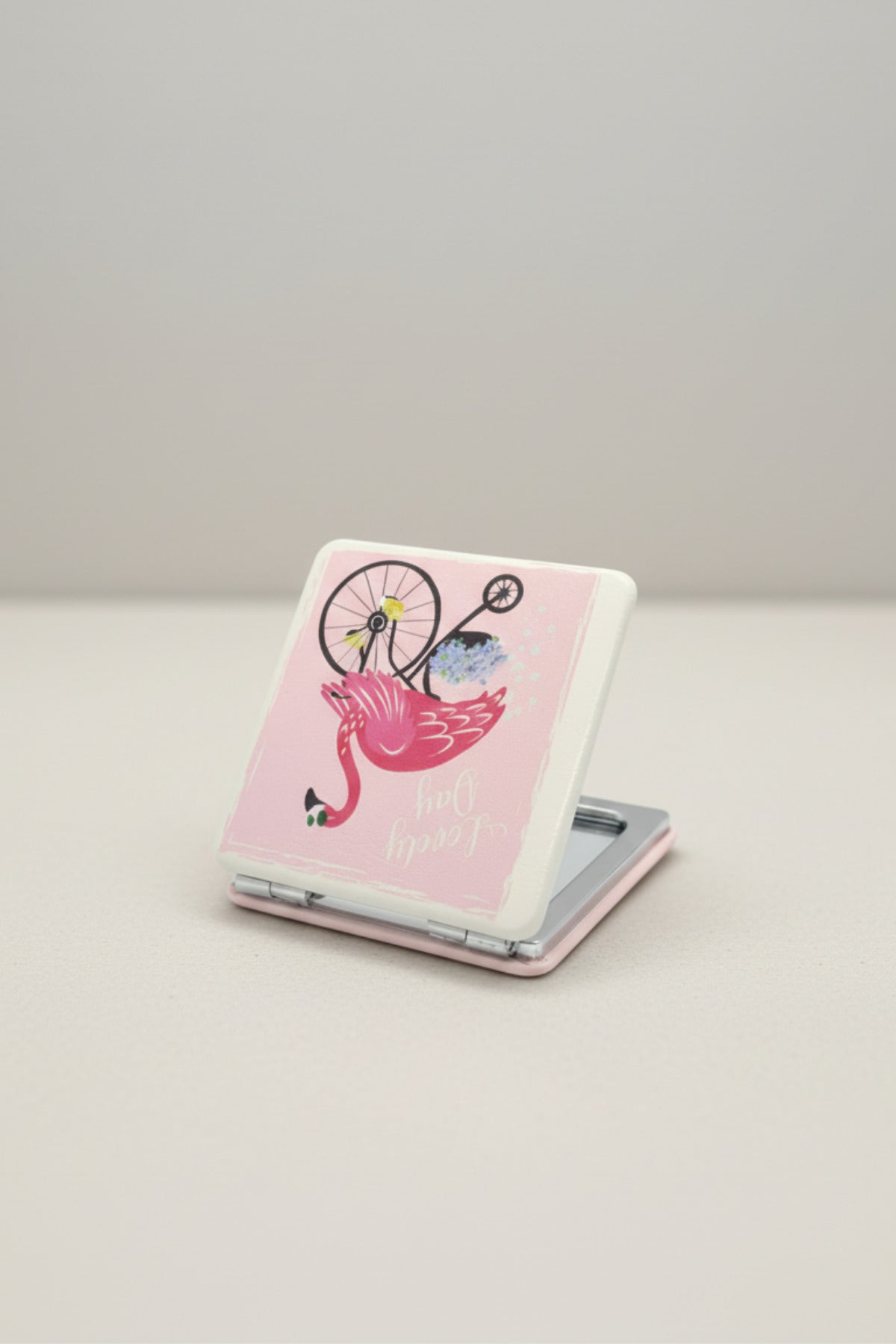 6x6 Cm Kare Kapaklı Cep Aynası Taşınabilir Makyaj Aynası - Pembe - 3