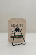 Sevimli Kedi Figürlü 16x12 Cm Standlı Dekoratif Taşınabilir Masa Makyaj Aynası - Krem - 3