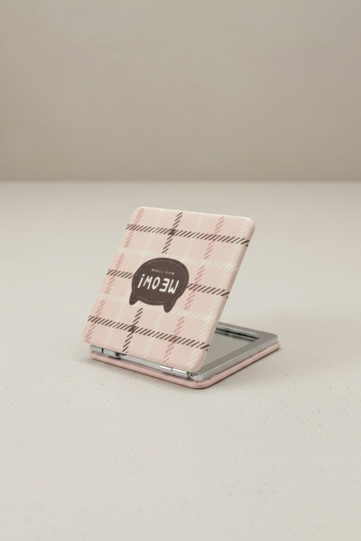 6x6 Cm Kare Kapaklı Cep Aynası Taşınabilir Makyaj Aynası - Pembe B - 3