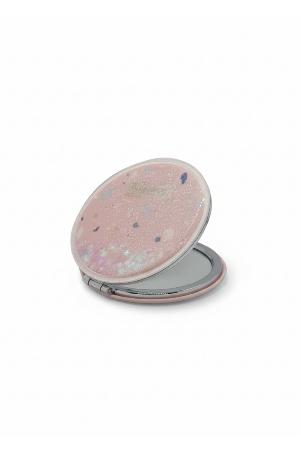 6x6 Cm Yuvarlak Kapaklı Cep Aynası Taşınabilir Makyaj Aynası - Pembe - 1