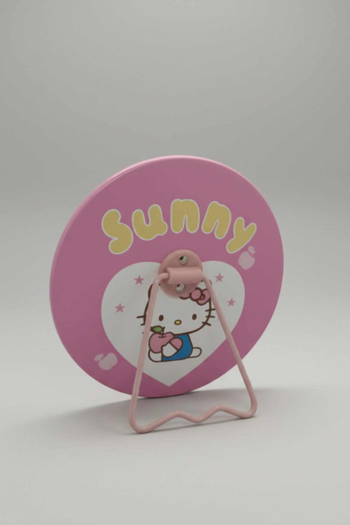 Sevimli Kedi Figürlü 15x15 Cm Yuvarlak Dekoratif Taşınabilir Masa Makyaj Aynası - Mor - 3
