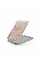 Sevimli Karakter Desenli 5x7 Cm Kapaklı Sulu Simli Taşınabilir Cep Makyaj Aynası - Pembe - 1