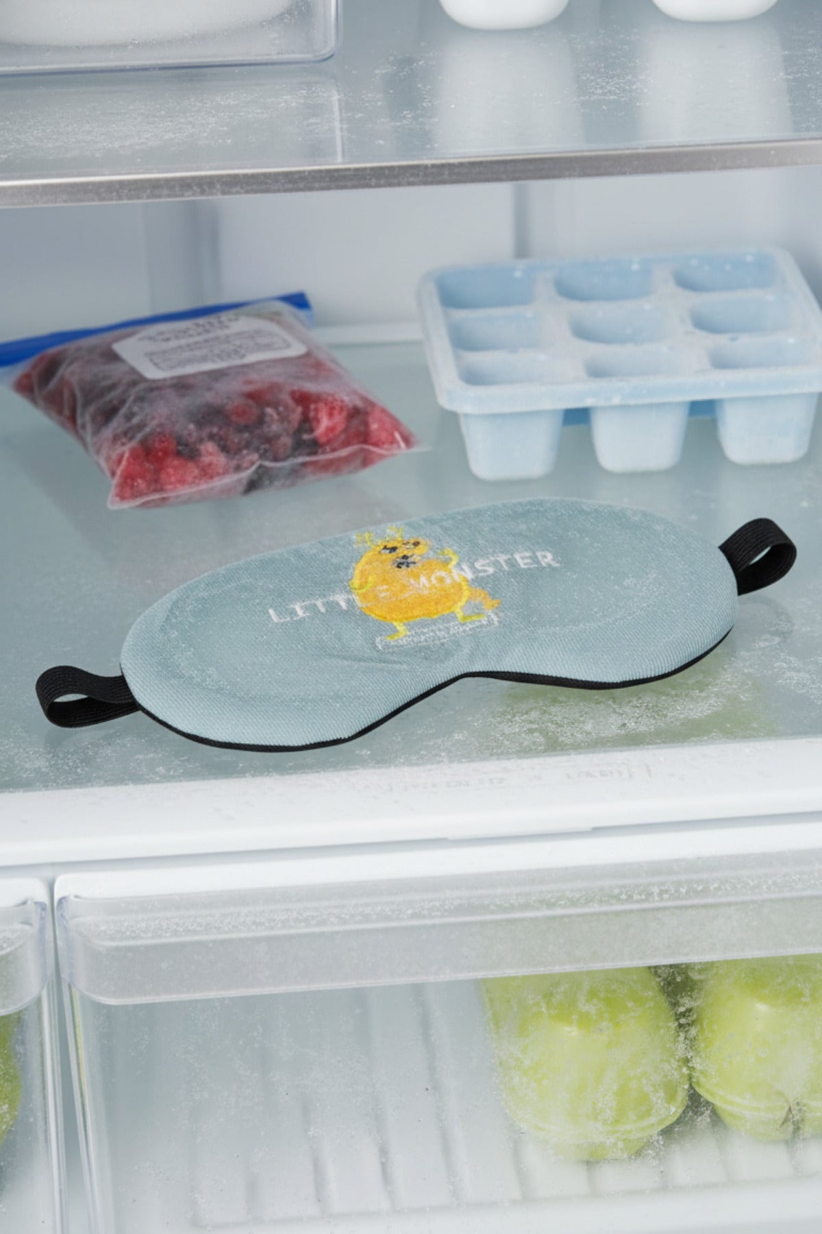Little Monster Nakışlı Jel Soğutmalı Işığı Tam Engelleyen Ergonomik Uyku Göz Bandı - Mavi - 4