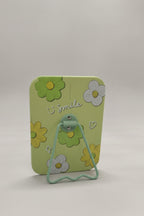 Çiçek Desenli 16x12 Cm Standlı Dekoratif Taşınabilir Masa Makyaj Aynası - Yeşil - 3