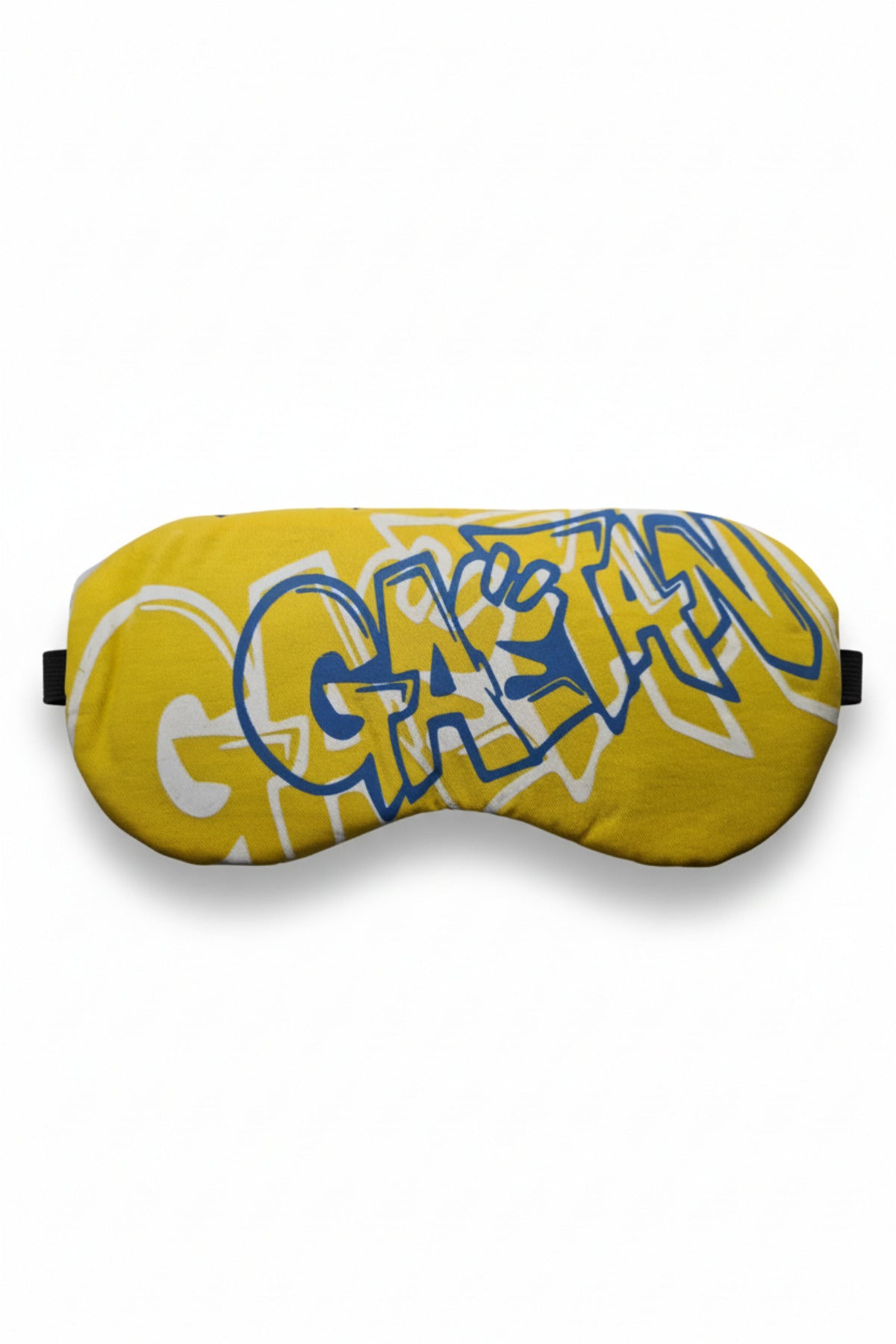 Graffiti Yazı Baskılı Jel Soğutmalı Işığı Tam Engelleyen Ergonomik Uyku Göz Bandı - Sarı - 1