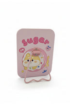 Sevimli Köpek Figürlü 16x12 Cm Standlı Dekoratif Taşınabilir Masa Makyaj Aynası - Pembe - 1