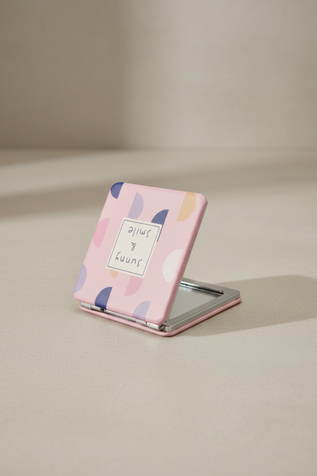 6x6 Cm Kare Kapaklı Cep Aynası Taşınabilir Makyaj Aynası - Pembe - 3