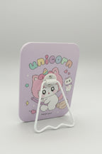 Unicorn Kız Figürlü 16x12 Cm Standlı Dekoratif Taşınabilir Masa Makyaj Aynası - Mor - 3