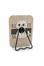 Sevimli Kedi Figürlü 16x12 Cm Standlı Dekoratif Taşınabilir Masa Makyaj Aynası - Bej - 1