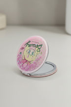 6x6 Cm Yuvarlak Kapaklı Cep Aynası Taşınabilir Makyaj Aynası - Pembe A - 3