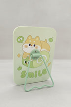 Sevimli Köpek Figürlü 16x12 Cm Standlı Dekoratif Taşınabilir Masa Makyaj Aynası - Yeşil - 3
