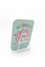 Unicorn Kız Figürlü 16x12 Cm Standlı Dekoratif Taşınabilir Masa Makyaj Aynası - Turkuaz - 1
