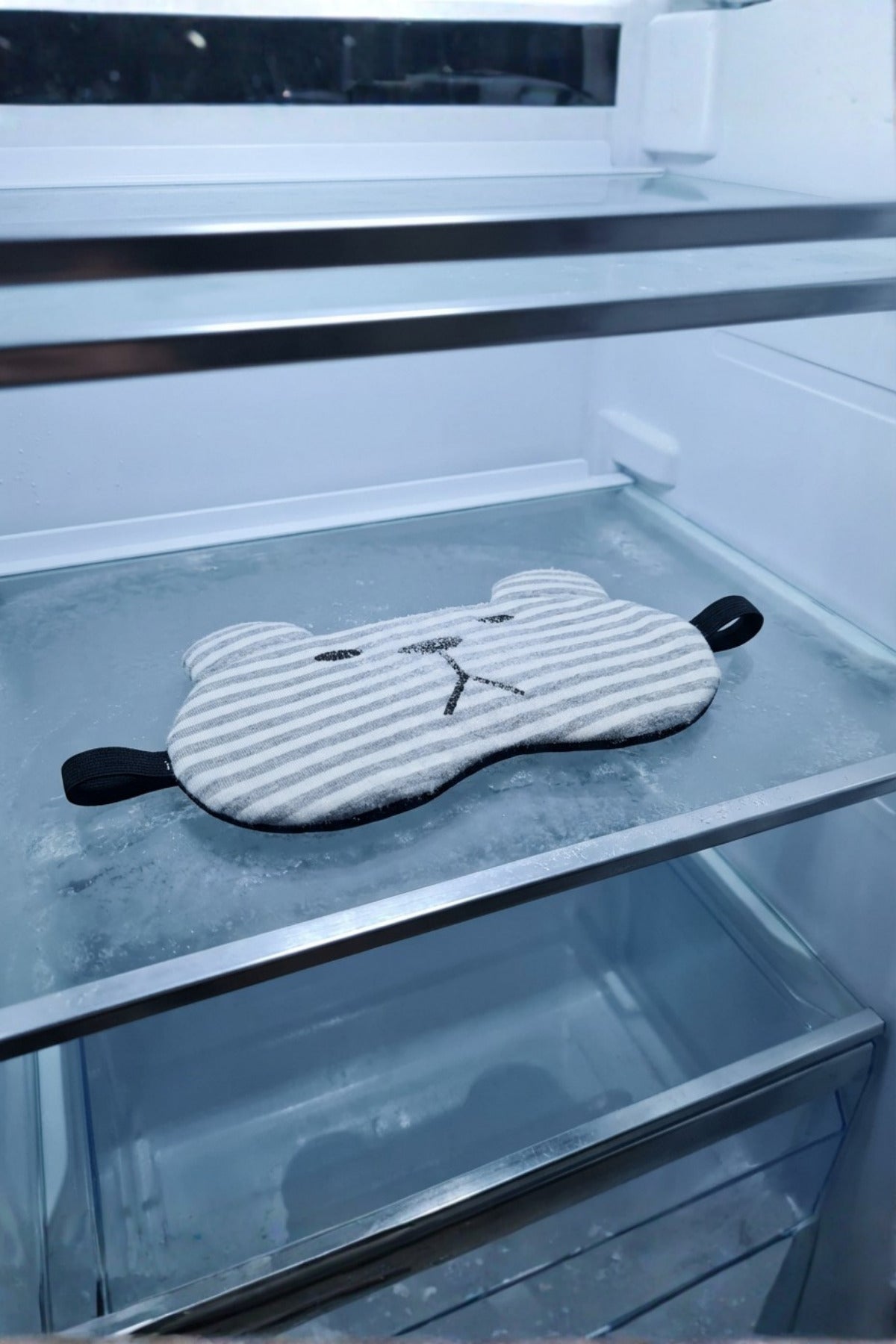 Ayıcık Figürlü Jel Soğutmalı Işığı Tam Engelleyen Ergonomik Uyku Göz Bandı - Gri - 4
