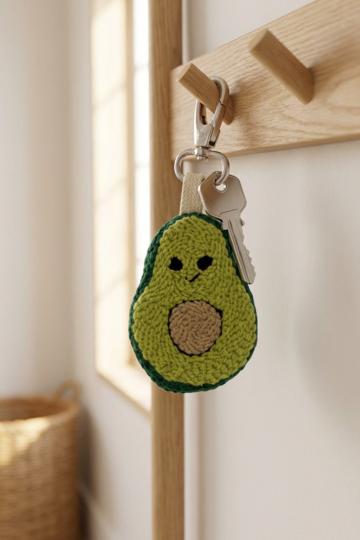 Sevimli Charm Avokado Figürlü El Yapımı Punch Anahtarlık - Yeşil - 4