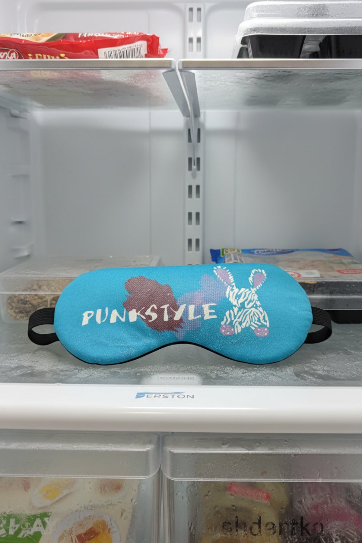 Punk Style Baskılı Jel Soğutmalı Işığı Tam Engelleyen Ergonomik Uyku Göz Bandı - Mavi - 4
