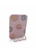 Çiçek Desenli 16x12 Cm Standlı Dekoratif Taşınabilir Masa Makyaj Aynası - Pembe - 1