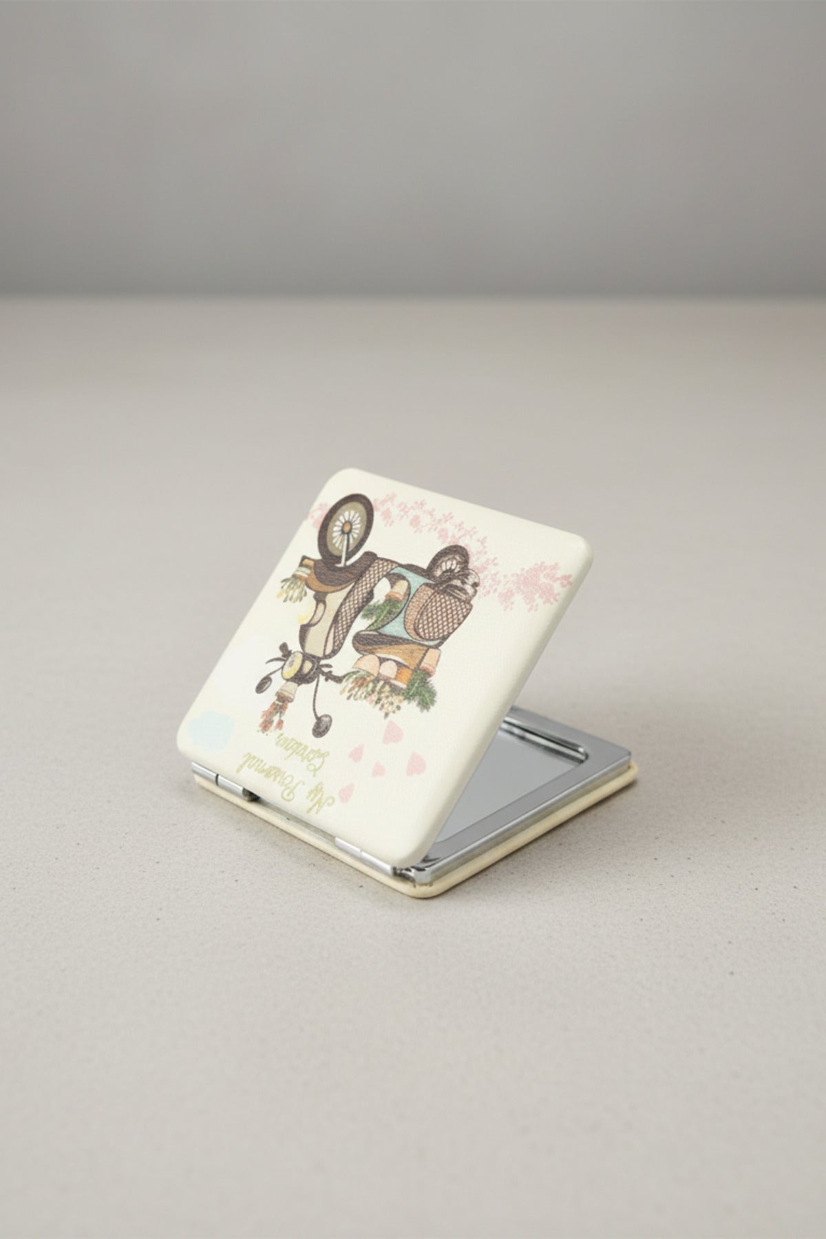 6x6 Cm Kare Kapaklı Cep Aynası Taşınabilir Makyaj Aynası - Sarı - 3