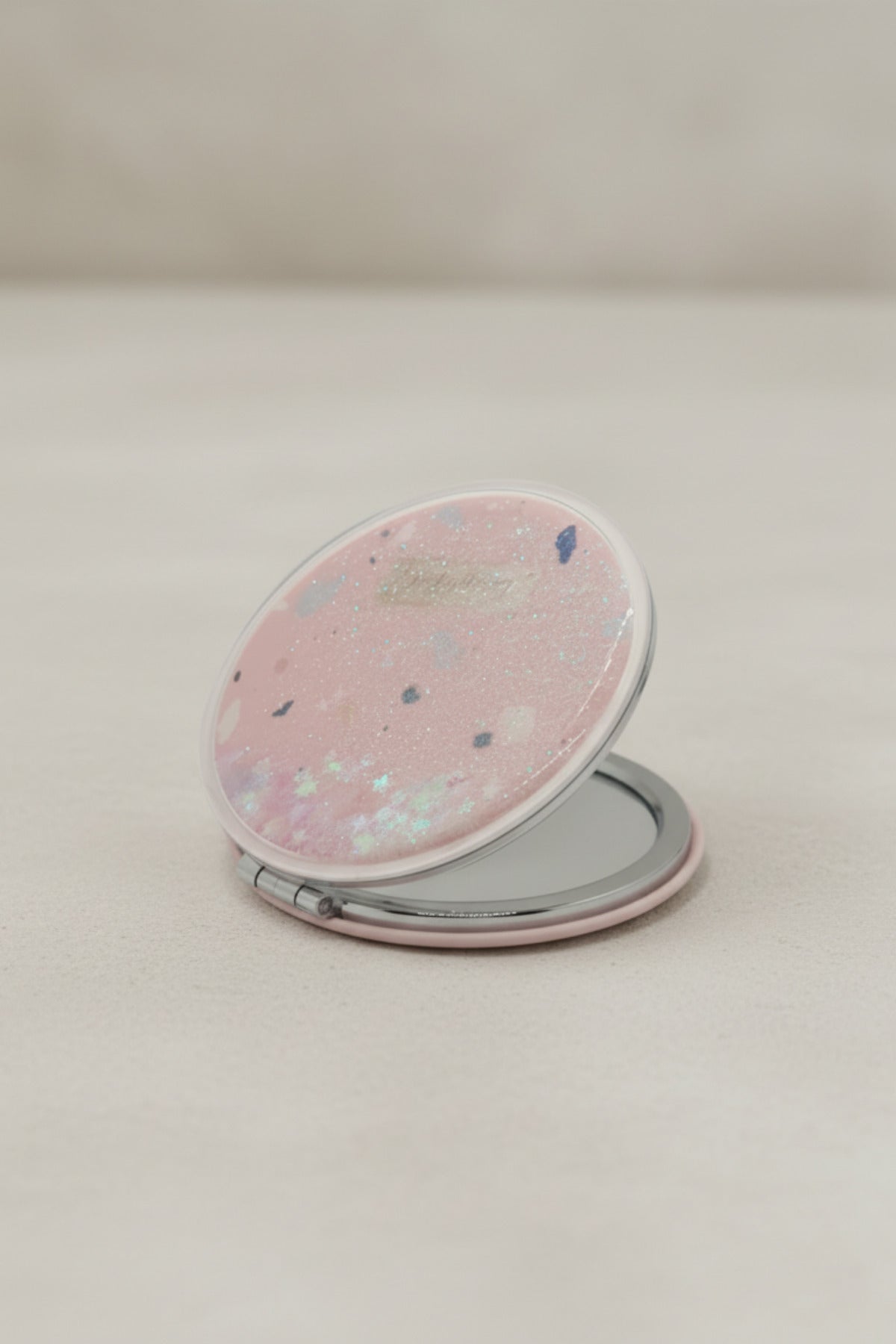 6x6 Cm Yuvarlak Kapaklı Cep Aynası Taşınabilir Makyaj Aynası - Pembe - 3