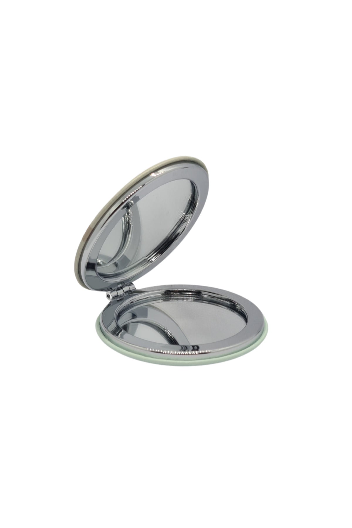 Sevimli Yavru Ayıcık Desenli 6x6 Cm Yuvarlak Kapaklı Taşınabilir Cep Makyaj Aynası - Haki - 2