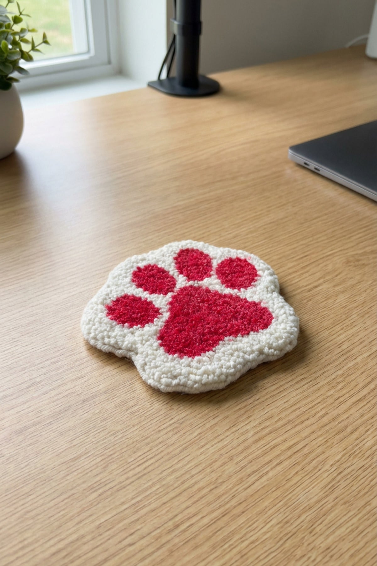 El Yapımı Pati Desenli Punch Bardak Altlığı Dekoratif Kedi Köpek Temalı El İşi Coaster