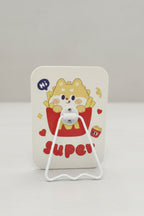 Sevimli Köpek Figürlü 16x12 Cm Standlı Dekoratif Taşınabilir Masa Makyaj Aynası - Beyaz - 3