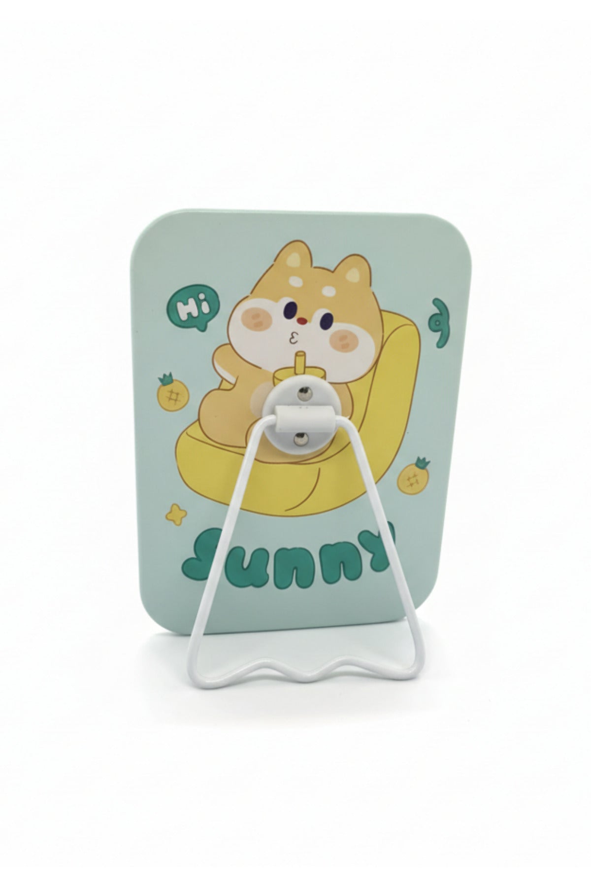Sevimli Köpek Figürlü 16x12 Cm Standlı Dekoratif Taşınabilir Masa Makyaj Aynası - Mavi - 1