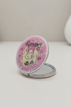 6x6 Cm Yuvarlak Kapaklı Cep Aynası Taşınabilir Makyaj Aynası - Pembe B - 3