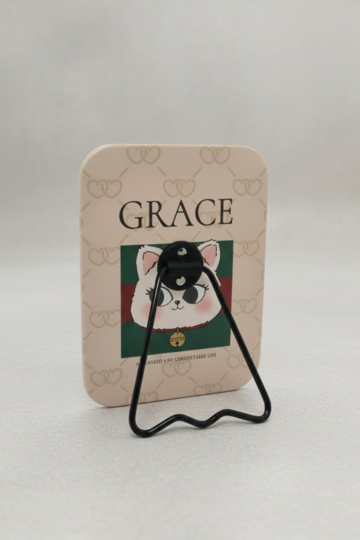 Sevimli Kedi Figürlü 16x12 Cm Standlı Dekoratif Taşınabilir Masa Makyaj Aynası - Ekru - 3