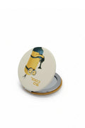 Minion Karakter Baskılı 6x6 Cm Yuvarlak Kapaklı Taşınabilir Cep Makyaj Aynası - Sarı F - 1