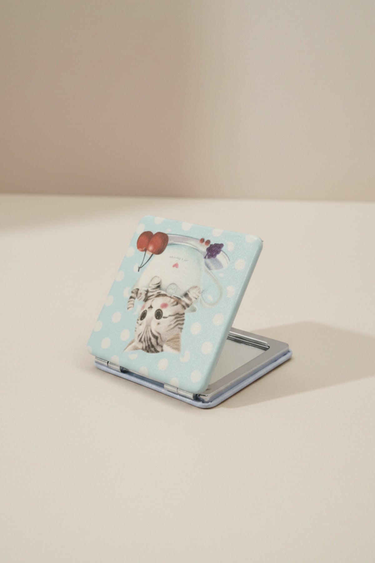 6x6 Cm Kare Kapaklı Cep Aynası Taşınabilir Makyaj Aynası - Mavi - 3