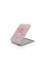 Sevimli Ayıcık Desenli 5x7 Cm Kapaklı Sulu Simli Taşınabilir Cep Makyaj Aynası - Pembe - 1