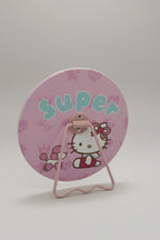 Sevimli Kedi Figürlü 15x15 Cm Yuvarlak Dekoratif Taşınabilir Masa Makyaj Aynası - Pembe - 3