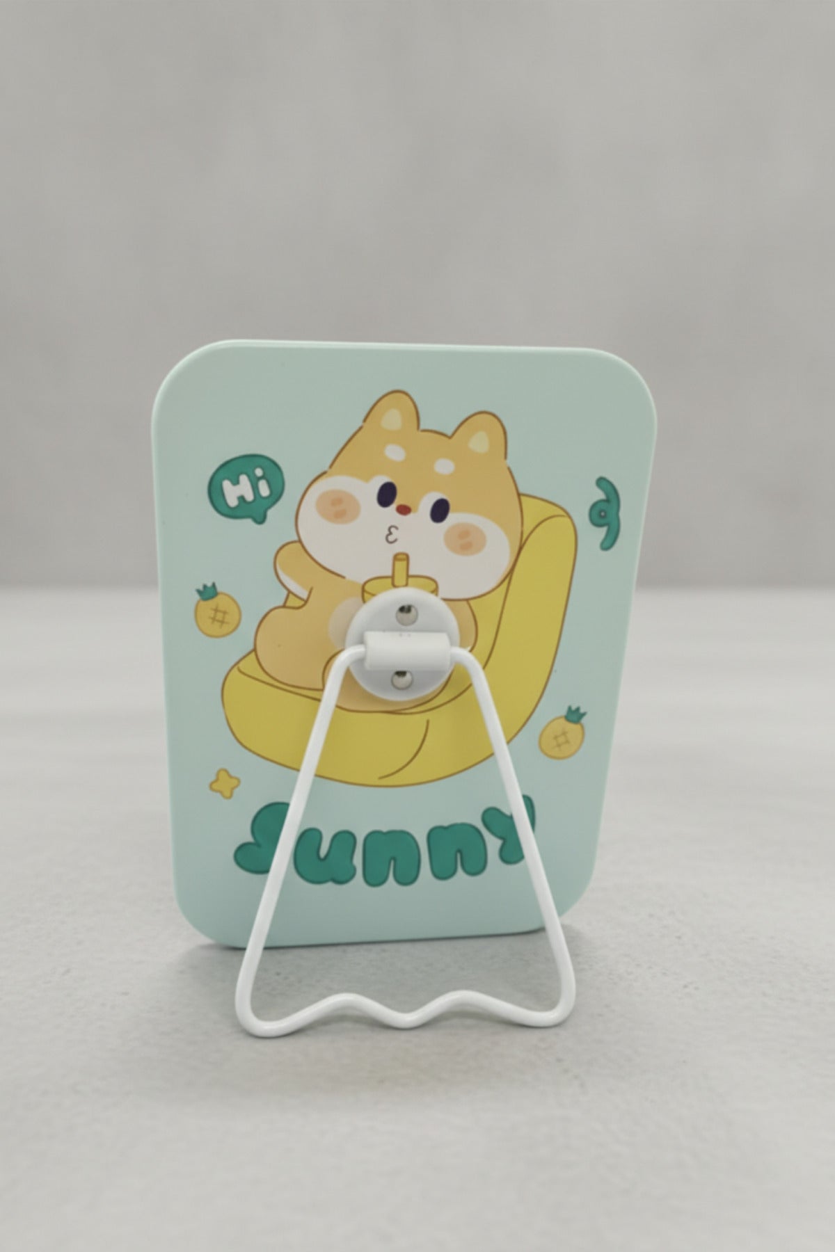 Sevimli Köpek Figürlü 16x12 Cm Standlı Dekoratif Taşınabilir Masa Makyaj Aynası - Mavi - 3