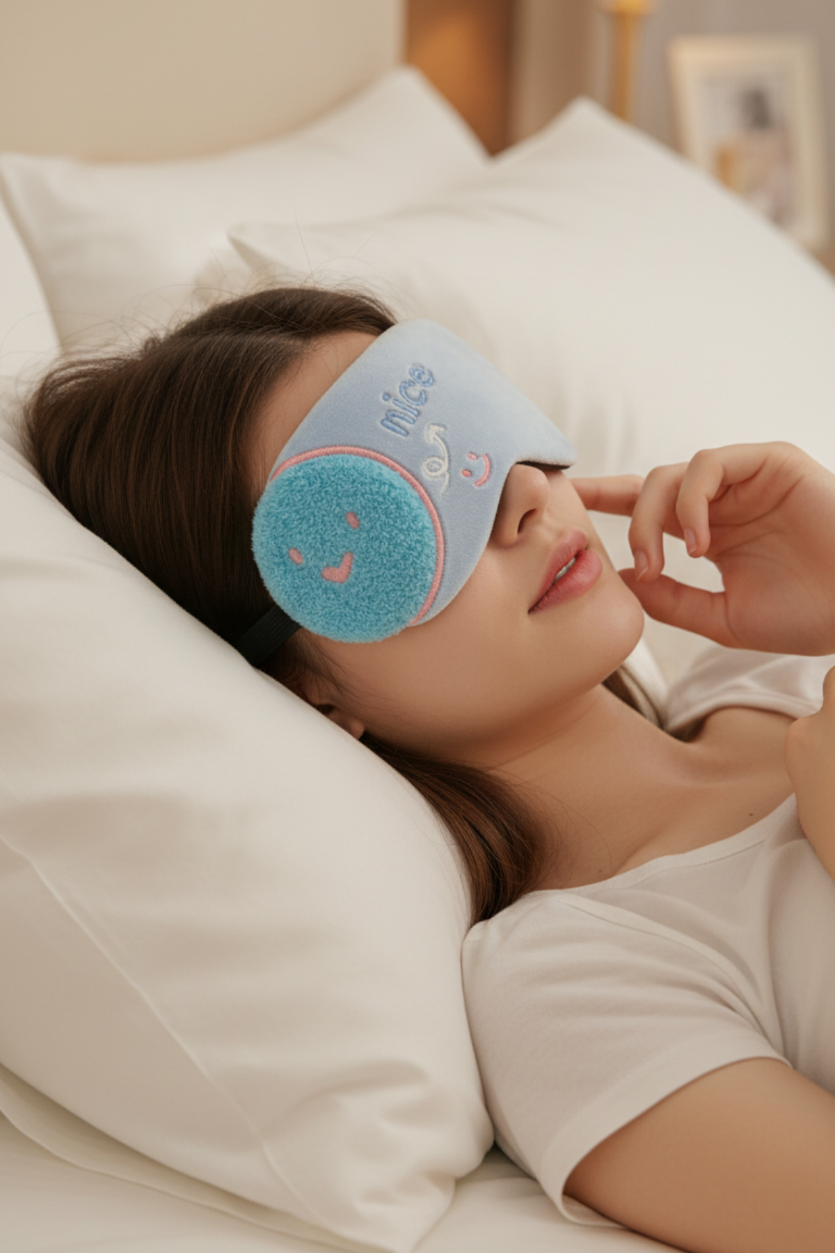 Nice Nakışlı Peluş Detaylı Komik Yüzlü Uyku Maskesi